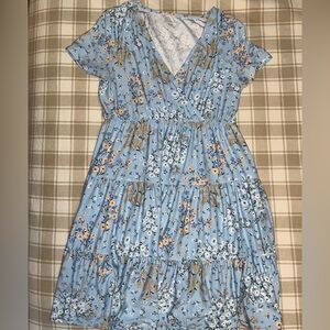 No Boundaries Light Blue Floral Dress